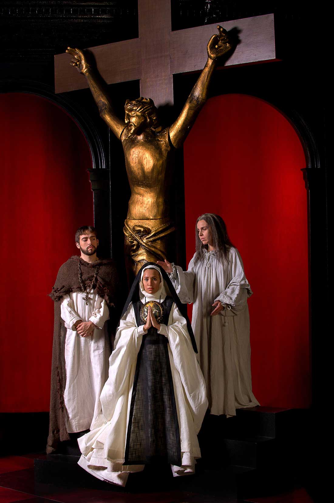 (From left to right) Ian McEuen, Vanessa Becerra, and Sandra Lopez star in Fort Worth Opera’s production of With Blood, With Ink.