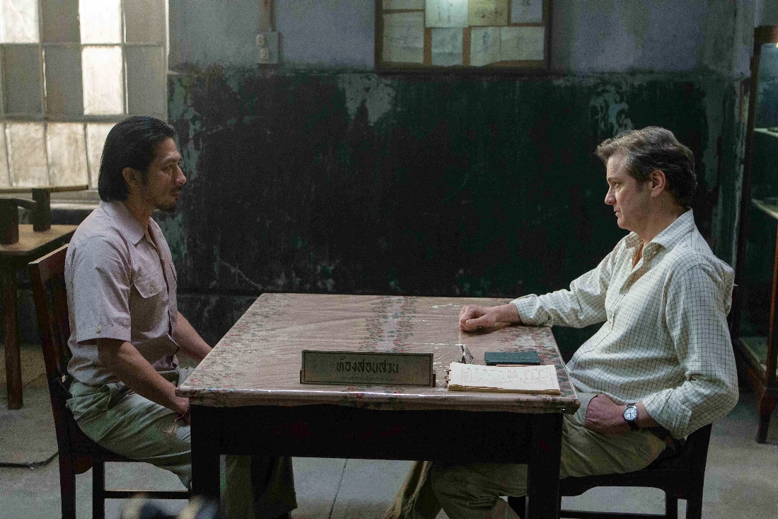 Hiroyuki Sanada is confronted by Colin Firth about his war crimes in The Railway Man.
