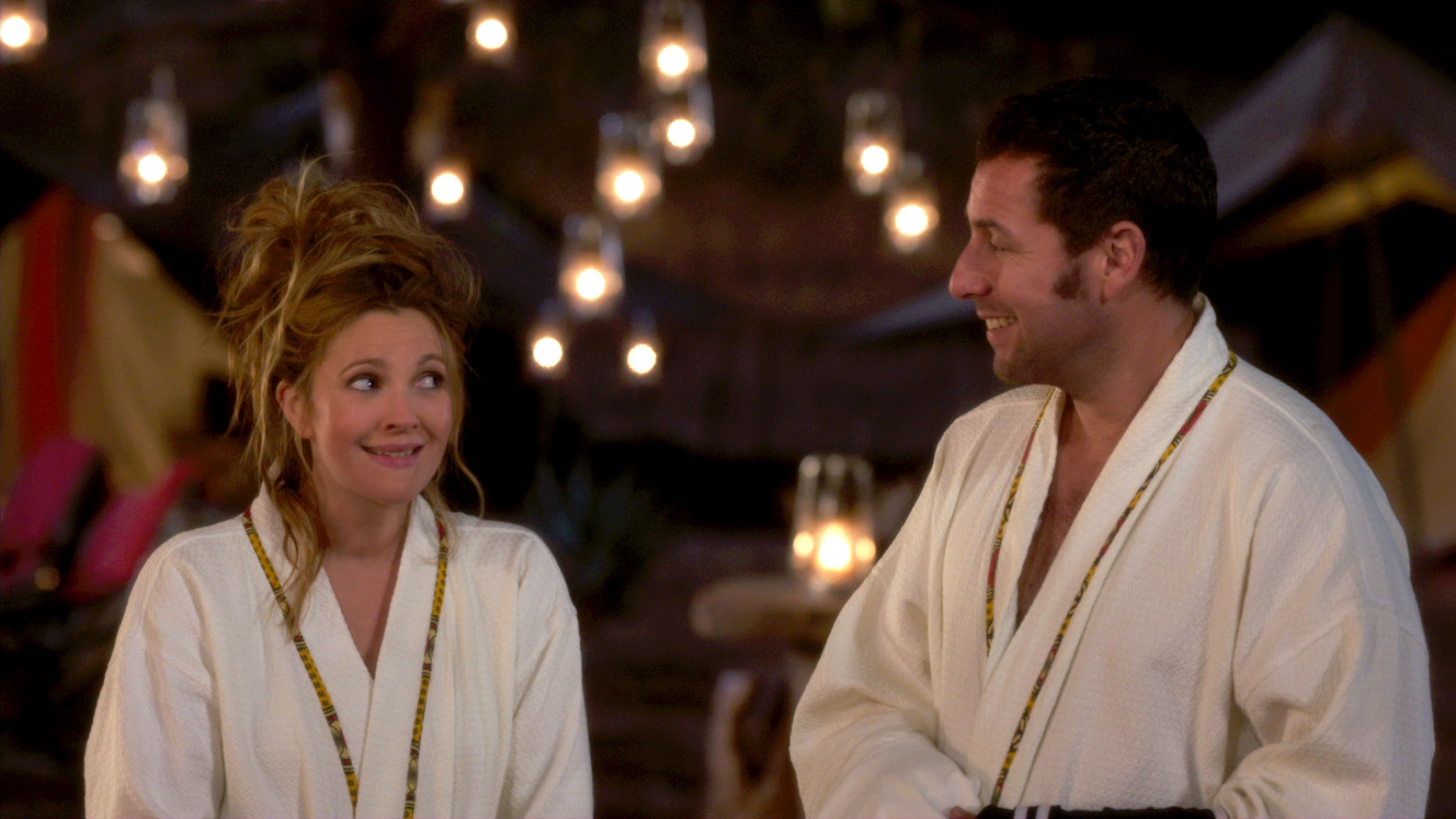 Drew Barrymore and Adam Sandler enjoy a moment to themselves at a South African resort in Blended.