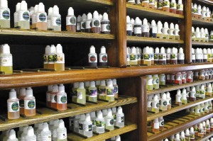 Bottles of nicotine liquids line shelves at North Texas Vapor Shop in Denton. Liquids come in a variety of flavors, like blueberry and piña colada. Melissa Wylie