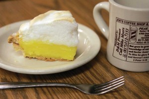 A slice of lemon meringue pie and hot cup of joe await. Lee Chastain