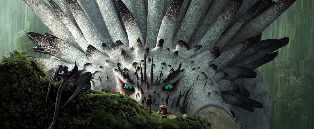 Hiccup meets the very large alpha dragon in How to Train Your Dragon 2.