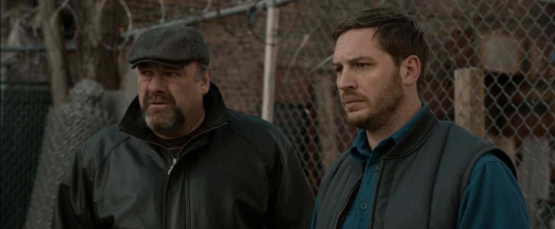 James Gandolfini and Tom Hardy ponder a grim situation in The Drop.