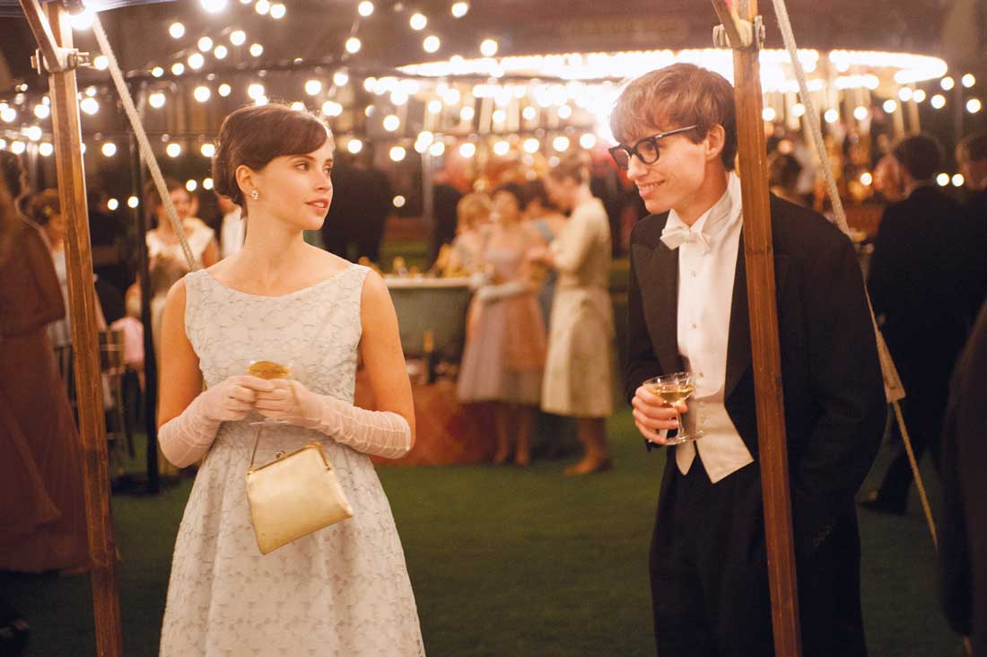 Felicity Jones and Eddie Redmayne woo each other under the lights of Cambridge in The Theory of Everything.