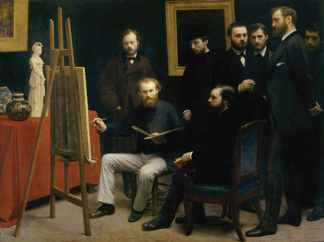 Henri Fantin-Latour’s striking “A Studio at Les Batignolles” is a group portrait.