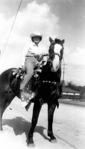 Sister Camella Menotti on horseback