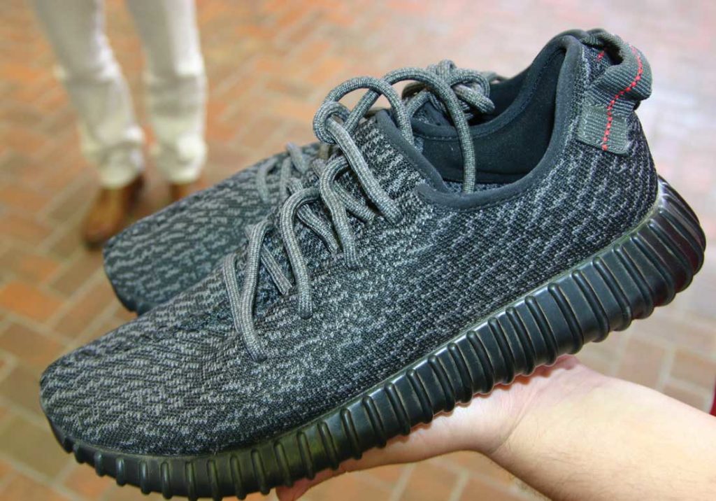 Fake Yeezys, or Feezys, are often exposed by poor stitching. Photo by Jeff Prince.