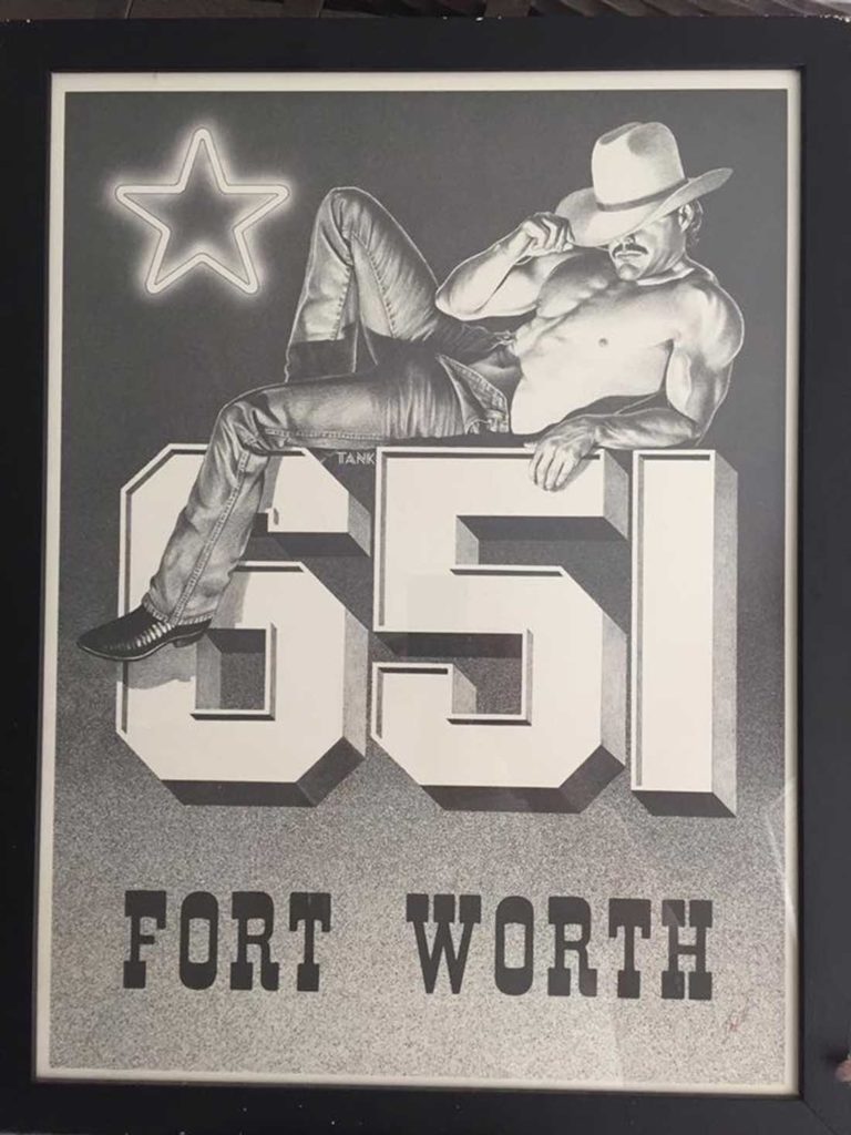 This promotional poster was created by Texas artist Paul Clark Tankersley, or “Tank” as he was better known. It sold at the 651 for $10 back in late ’80s and early ’90s. From the collection of Todd Camp.