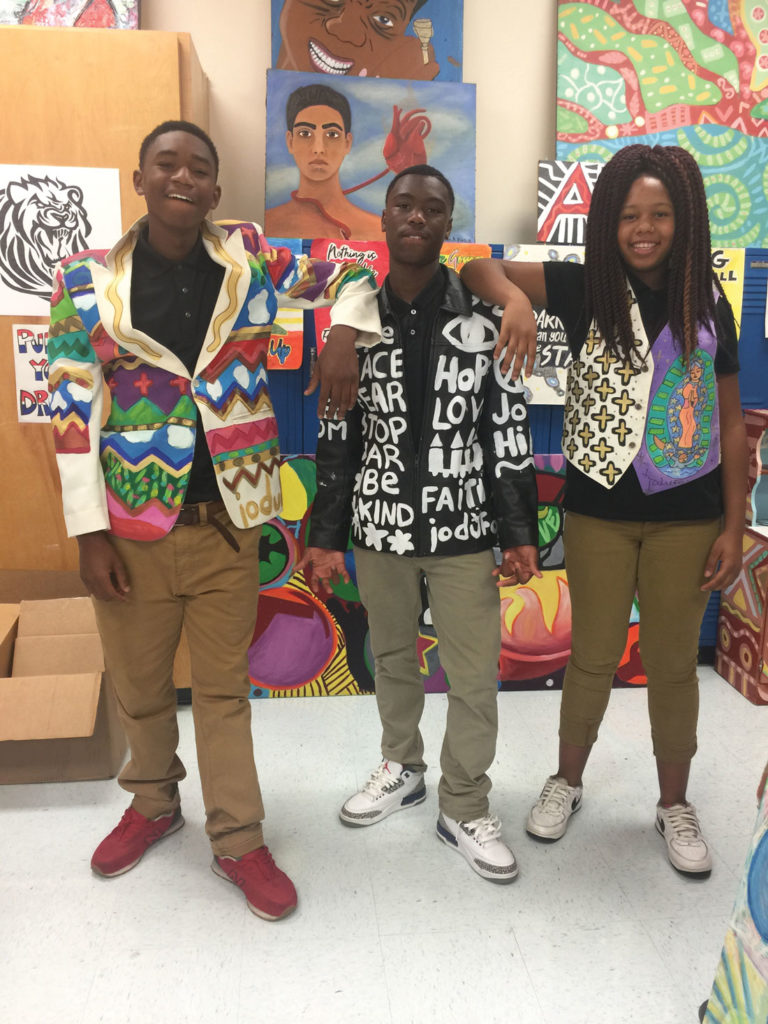 Each student is creating a handful of artworks that portray positive imagery and mottos.