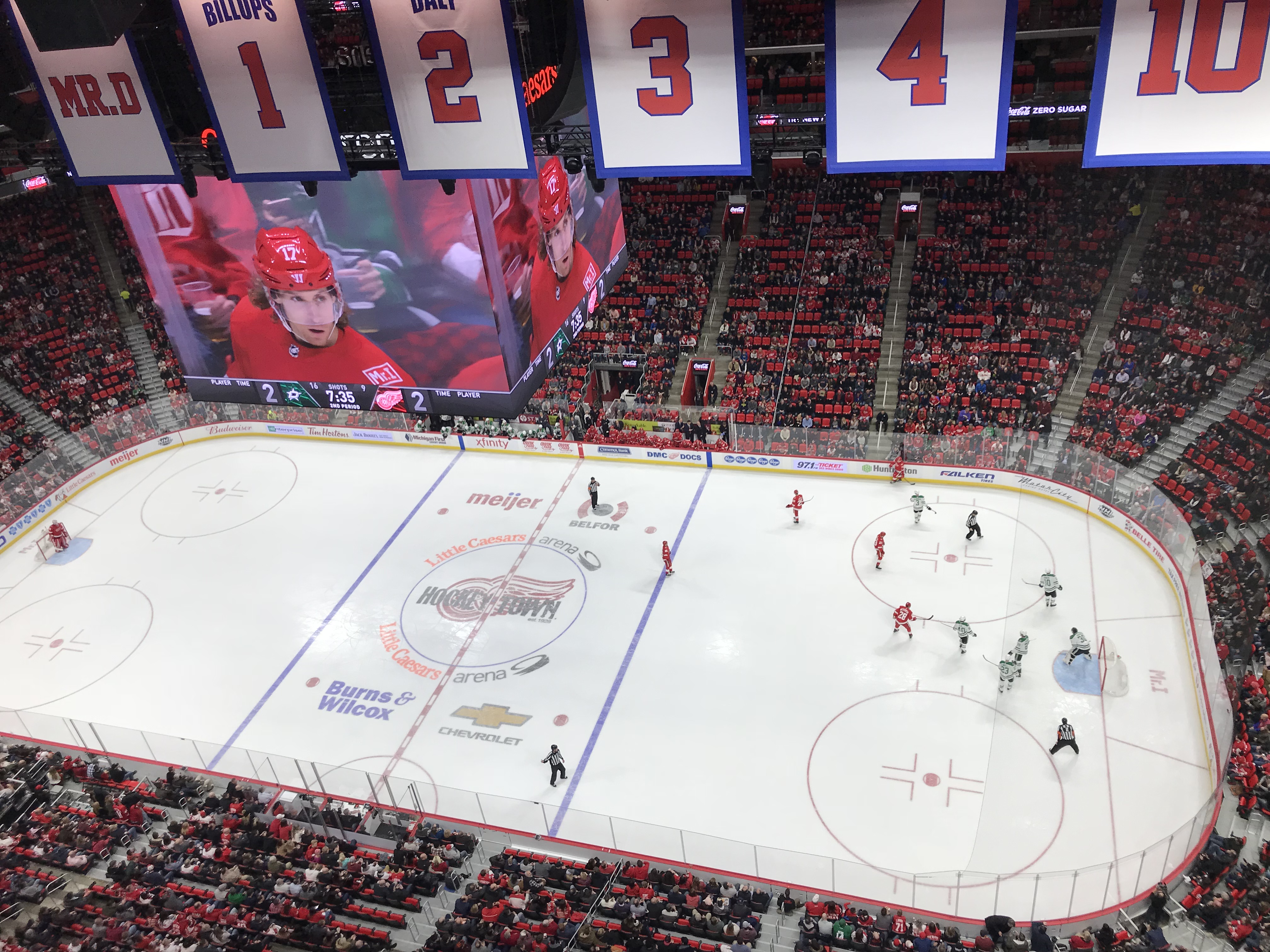 The banners in Little Caesar's Arena. : r/hockey
