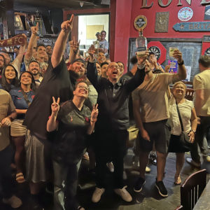 Men in Blazers toast